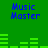 Green background with blue "Music Master" text and green audio equalizer bars in two , showing animation changes between frames