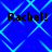 Blue background with light blue diamond-shaped pattern and four instances of black text reading "Rachel!" in a layout