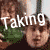 Animated contact sheet showing sequential frames of a Taking Back Sunday band icon with text changes over time, featuring pixelated faces and green foliage elements against dark backgrounds.