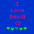 Blue background with red text reading "I Love David" and a heart symbol, below which green plus signs alternate between two states.