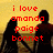 Pixelated image with red text over silhouettes of two people against a yellow background.