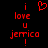Red pixelated text and a heart symbol on a black background, with the text arranged vertically as 'i', 'love', 'u', 'jerrico', and '!' in a single