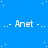 Blue background with white dots and repeated text 'Anet' in a pattern, partially obscured by gray rectangle