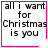 Four identical square with pink borders display the text "all i want for Christmas is you" in black pixelated font on white background, with one containing a pink heart and another a pink star