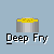 Pixelated animation of a yellow figure frying in a deep fryer, showing sequential changes from full body to scattered fragments.