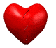 Six red heart shapes arranged in two on a gray background, showing progressive stages of breaking apart from whole to fully split