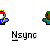Pixelated cartoon figures with green caps and blue shirts, one with a red-and-white headband, in various poses with speech bubbles containing text like "YO!", "CHECK OUT MY", "IE!", and "HA HA HA HA!".