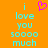 Pixelated cyan text on orange background reads "i love you soooo much" with a pink heart symbol above the text.