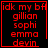 Red pixelated text listing names on black background with red border, featuring a heart symbol in one and a star symbol in another