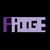 Pixelated text 'PRIGE' with purple and light purple segments on black background, showing animation frames where purple segment shifts position.