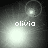Four grayscale display a bright light source with the text 'olivia' in pixelated font, each showing different positions of a circular halo around the light