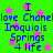 Green background with pink stars and blue text reading "I love Chanello Iroquois Springs 4 life" repeated twice in a