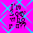 A static image with a bright pink background and light blue diamond-shaped pattern, featuring pixelated text reading "I'm Sorry Who I Am??" in dark purple
