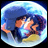 A 48x48 pixel buddy icon featuring a circular blue-tinted bubble containing two anime-style characters in an embrace, with "Anime IM" and "COM" text on the right side of the contact sheet.