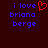 Pixelated text reads 'i love briana berge' with a red heart symbol replacing the word 'love' on the left side of a dark background.