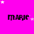 A bright pink background with repeated black text 'MARIE' and scattered white stars in various positions across the