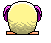 Animated pixel art sheep character with purple curled horns and yellow wool, shown in multiple frames of movement across a gray background.