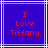 Blue background with white lines and red pixelated text reading "I Love Tiffany" in three centered