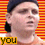 six showing a person in an orange shirt and dark cap against striped background, with text overlays changing across frames