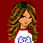 Pixel art of a female character with long brown hair holding an orange basketball, standing next to a blue reading "Go Detroit Pistons!" on red background