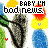 repeated pixelated icons featuring a cartoon character with yellow hair, red face, blue body, and black limbs against green background elements