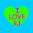 Four green heart-shaped icons with pink text "I LOVE RJ" on a blue background, each showing slight variations in pixelation and alignment.