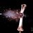 Pixelated image of a metallic object with three blades against dark background, showing motion blur on left side.