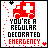 Red truck icon with text 'YOU'RE A REGULAR DECORATED EMERGENCY' on gray background, showing animation changes in text color and pixel patterns.