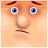 A four- shows a cartoon face with blue eyes and brown eyebrows; the mouth changes from neutral to downturned
