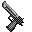 Pixelated gun icon with two states: idle and firing, showing muzzle flash and bullet casing.