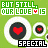 Green background with repeating pixel art icons featuring red hearts in black circles, text reading "BUT STILL, OUR LOVE IS" and "SPECIAL" below each icon.