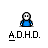 Animated contact sheet of a pixel art character with blue clothing and white face, showing multiple poses and actions across 25 sampled frames on gray background.