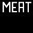 Pixelated text displays 'MEAT MEAT' in white, 'MURDER' in red, '15' in white, 'MURDERMURDERMURDER' in red, 'PETA2' in black, and '.COM' in black on a black and red background.