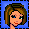 Pixelated of 12 distinct icons including two female character portraits with brown and blonde hair, various stylized letters A N P O Z L in multiple colors, a butterfly, and an apostrophe-S symbol