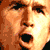 Six pixelated faces arranged in a : three human-like figures and three ape-like figures with varying expressions