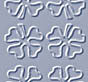 Six white line-art clover-like shapes on a light gray background, arranged in three rows of two with slight variations between each shape's outline.