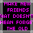 Pixelated text in bright pink on black background with white and gray lines, displaying a message about friendship