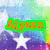 Four identical square display a white star on a colorful gradient background with orange text in green outlines