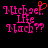 Pixelated pink text on black background with red heart symbol above 'Michael' in left frame, identical text without heart in right frame.
