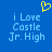 Blue background with light blue text reading "i Love Castle Jr. High" and a yellow pixelated heart symbol above the text.