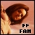 Pixelated image of a person with brown hair holding an object near their face, set against a light pink background with black text reading FF FAM.