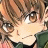 Anime-style character with brown hair and brown eyes, wearing a green garment, next to black background with white text.