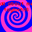 Four identical spiral patterns in blue and pink with red text reading "all about mail" and "taylorh18" overlaid on each spiral.