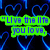 Green text boxes with blue lettering display "Live the life you love," and "Love the life you live" against a dark background with blue heart outlines.