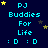 Dark blue background with cyan text reading "PJ Buddies For Life :D :D" and scattered yellow and gray stars.