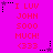 A bright pink background displays repeated text "I LUV JOHN 5000 MUCH! <333" with alternating black and purple star icons at corners.
