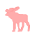 Pixelated pink silhouette of a four-legged animal with antlers, standing in profile facing left on white background.