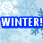 Four quadrant with text banners: blue 'WINTER!' over snowflakes, orange 'VACATION!' over sunset beach, green 'WAHOO!' over smiley faces on black background