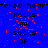 Blue background with red pixel noise and black text repeating 'stereo heart rocks my socks of' in a pattern