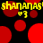 Yellow text 'shanas' and '03' on black background with red circles, some half-circles, and pixelated appearance.